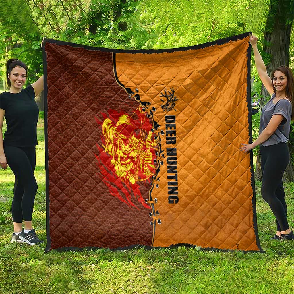 Skull Deer Hunting Quilt Vintage Leather Bow Hunter - Wonder Print Shop
