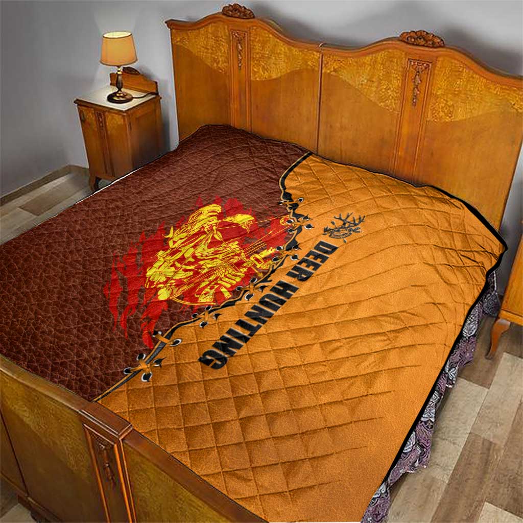 Skull Deer Hunting Quilt Vintage Leather Bow Hunter - Wonder Print Shop