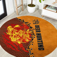 Skull Deer Hunting Round Carpet Vintage Leather Bow Hunter - Wonder Print Shop