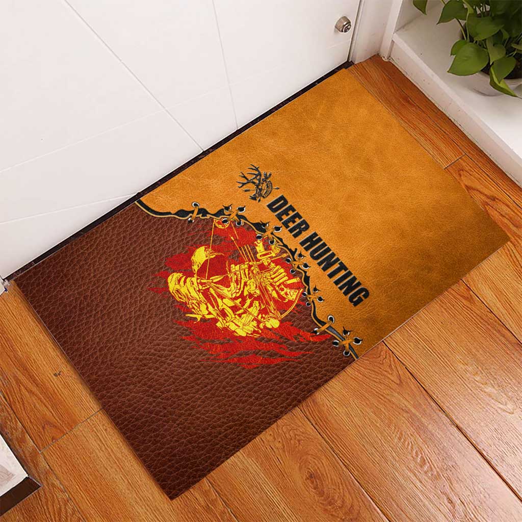 Skull Deer Hunting Rubber Doormat Vintage Leather Bow Hunter - Wonder Print Shop