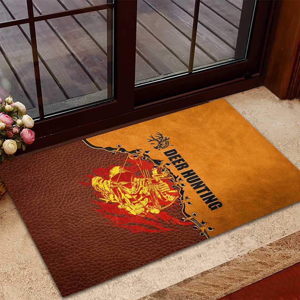 Skull Deer Hunting Rubber Doormat Vintage Leather Bow Hunter - Wonder Print Shop