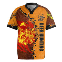 Skull Deer Hunting Rugby Jersey Vintage Leather Bow Hunter - Wonder Print Shop