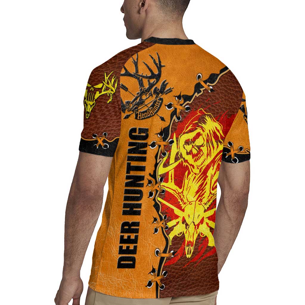 Skull Deer Hunting Rugby Jersey Vintage Leather Bow Hunter - Wonder Print Shop