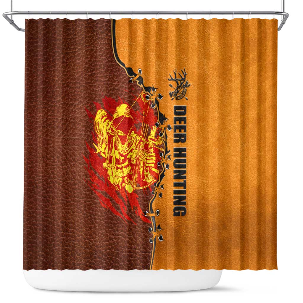 Skull Deer Hunting Shower Curtain Vintage Leather Bow Hunter - Wonder Print Shop