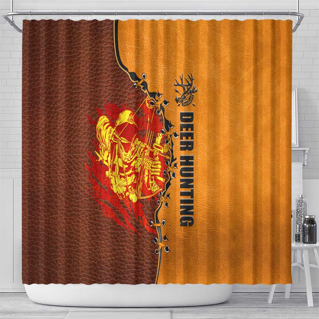 Skull Deer Hunting Shower Curtain Vintage Leather Bow Hunter - Wonder Print Shop