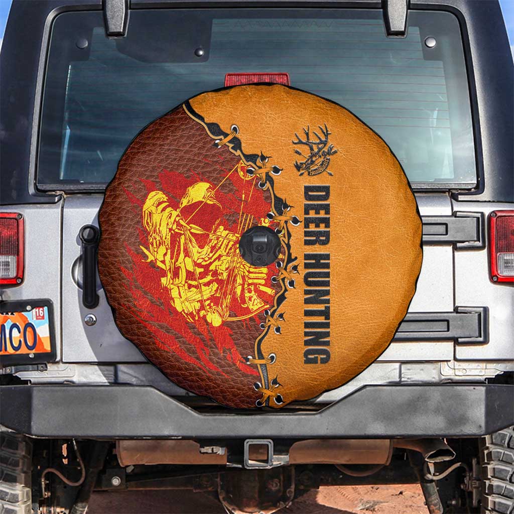 Skull Deer Hunting Spare Tire Cover Vintage Leather Bow Hunter - Wonder Print Shop