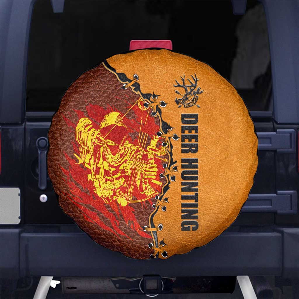 Skull Deer Hunting Spare Tire Cover Vintage Leather Bow Hunter - Wonder Print Shop