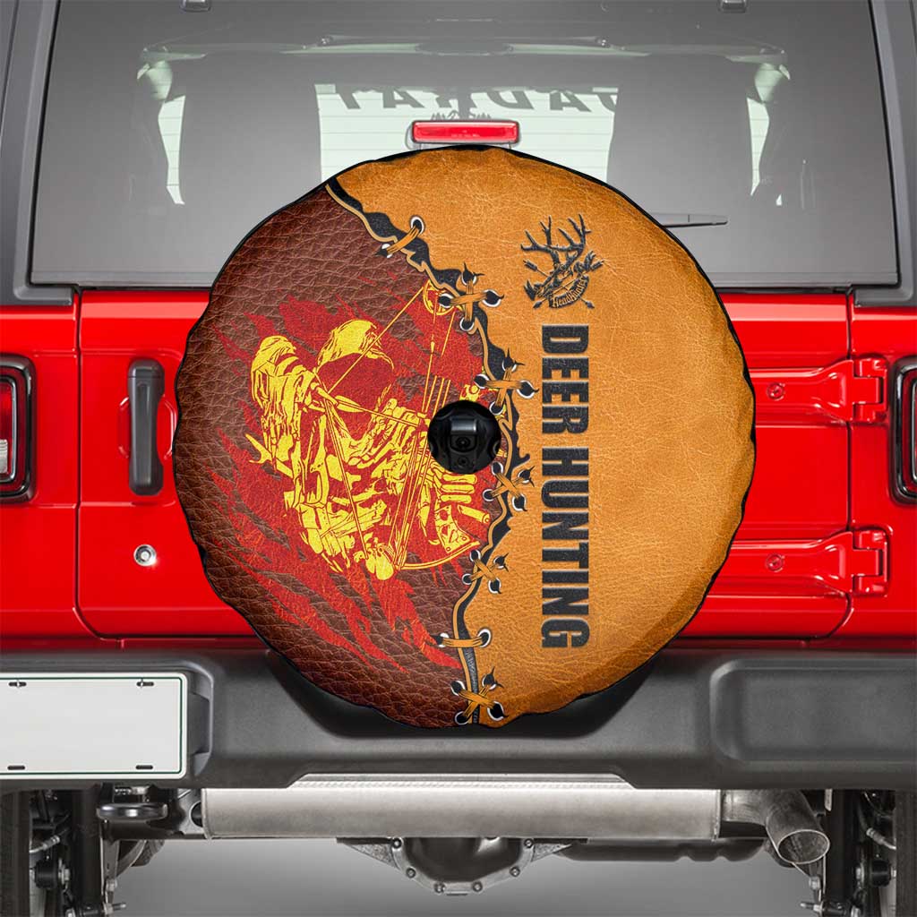 Skull Deer Hunting Spare Tire Cover Vintage Leather Bow Hunter - Wonder Print Shop