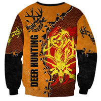 Skull Deer Hunting Sweatshirt Vintage Leather Bow Hunter - Wonder Print Shop