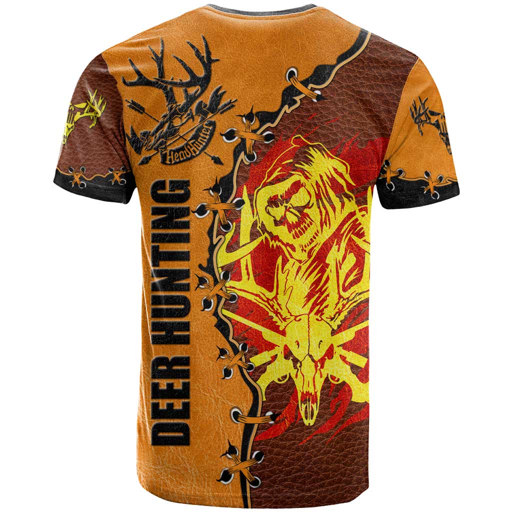 Skull Deer Hunting T Shirt Vintage Leather Bow Hunter - Wonder Print Shop