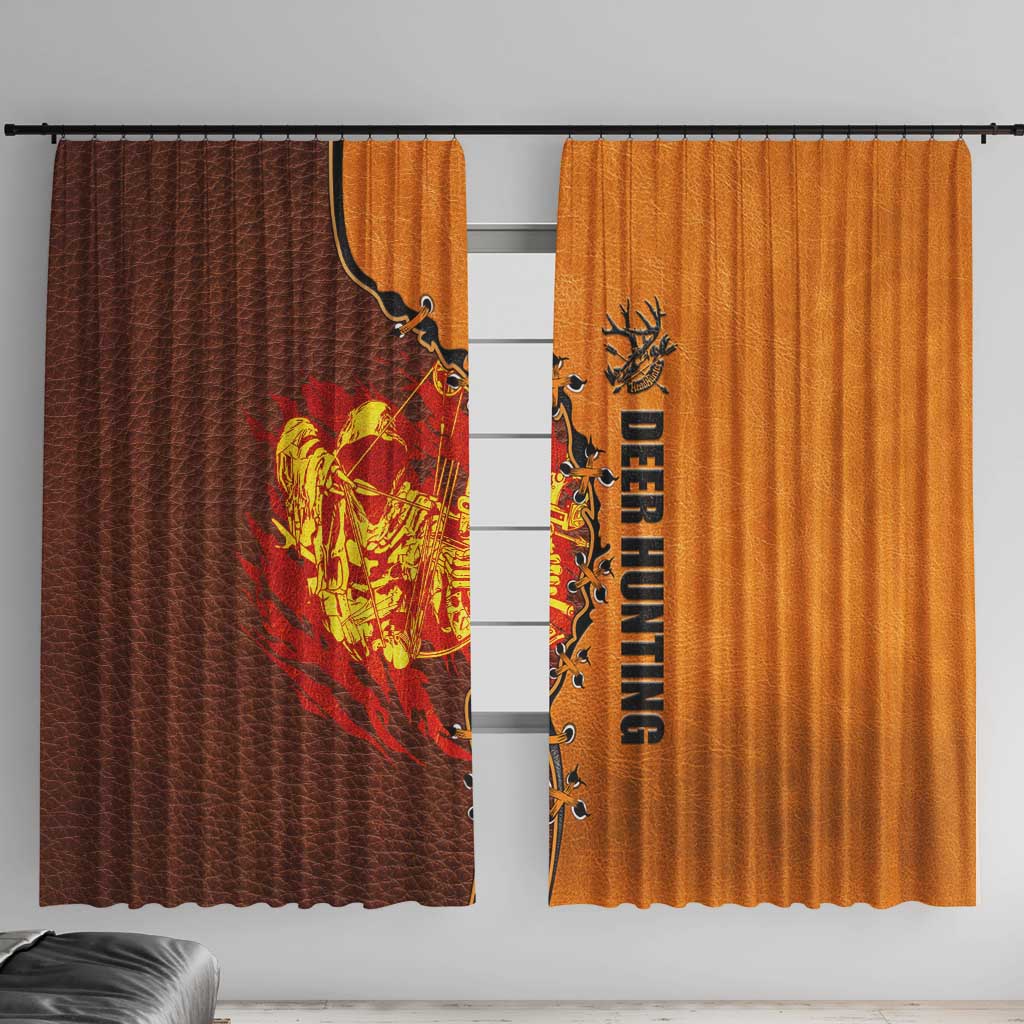 Skull Deer Hunting Window Curtain Vintage Leather Bow Hunter - Wonder Print Shop