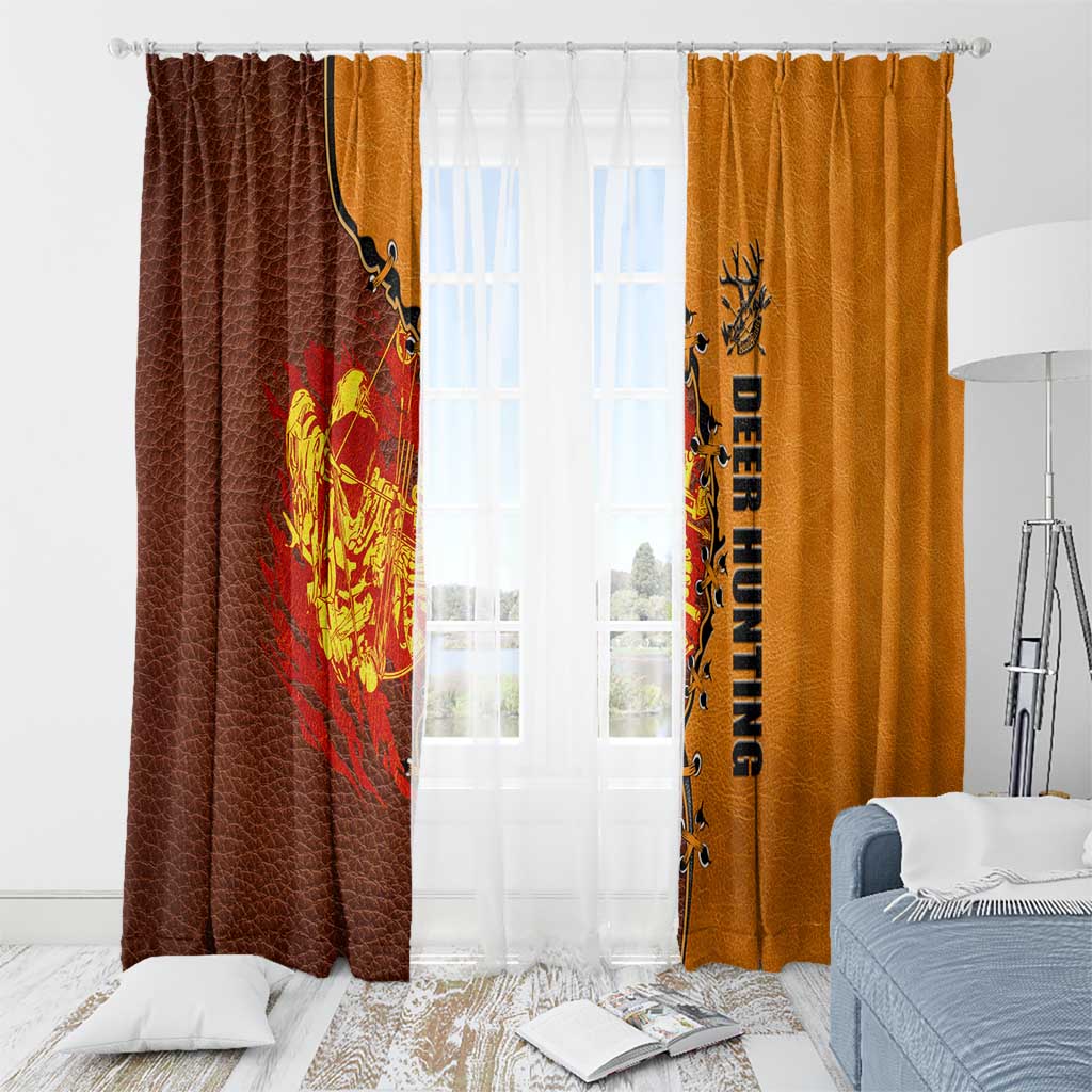 Skull Deer Hunting Window Curtain Vintage Leather Bow Hunter - Wonder Print Shop