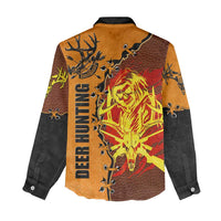 Skull Deer Hunting Women Casual Shirt Vintage Leather Bow Hunter - Wonder Print Shop
