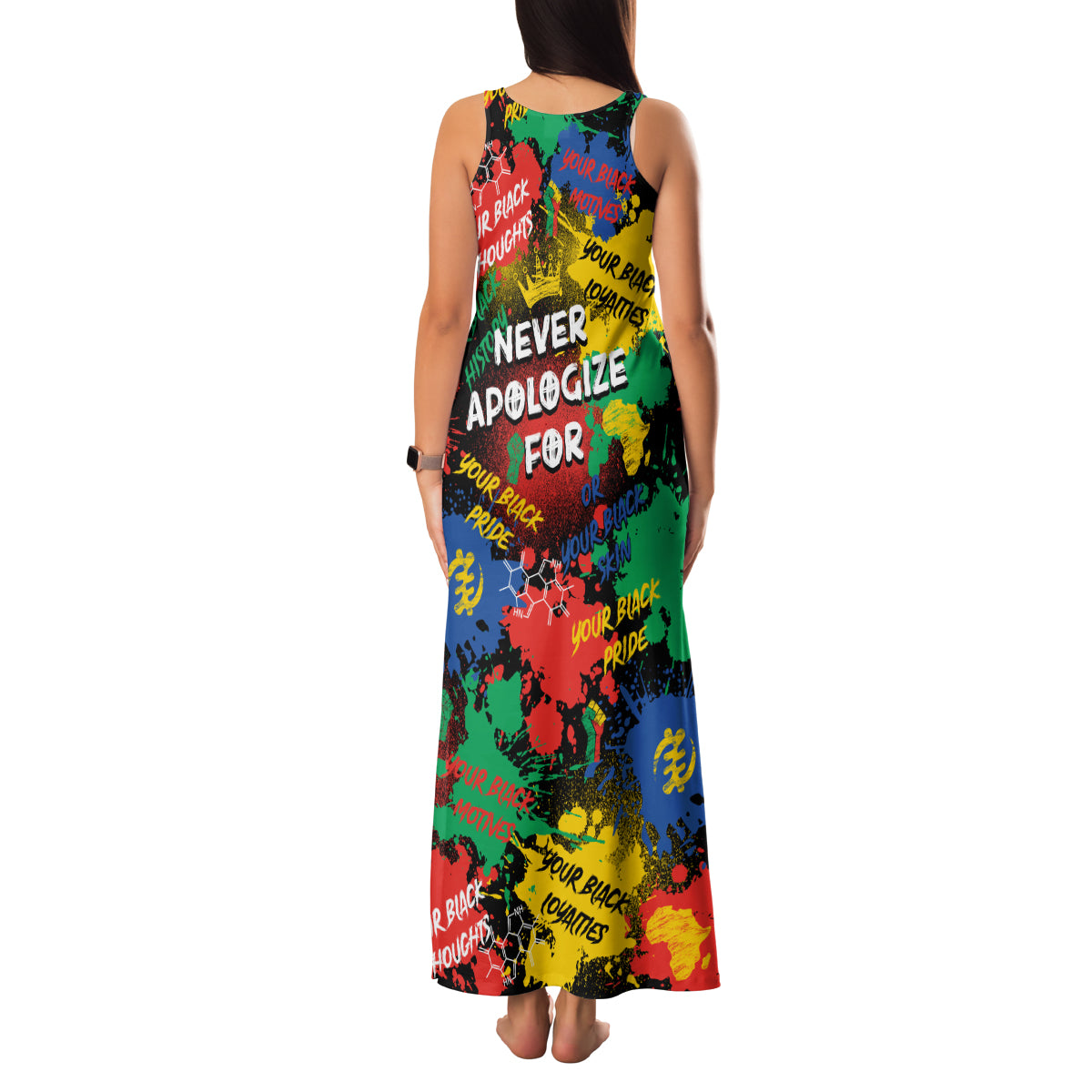 Never Apologize For Being Black Family Matching Tank Maxi Dress and Hawaiian Shirt - Wonder Print Shop