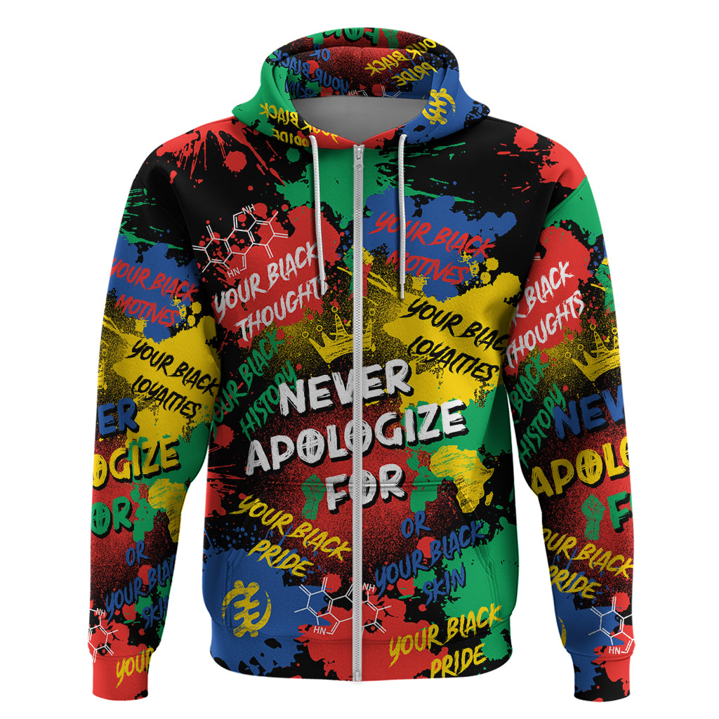 Never Apologize For Being Black Hoodie - Wonder Print Shop
