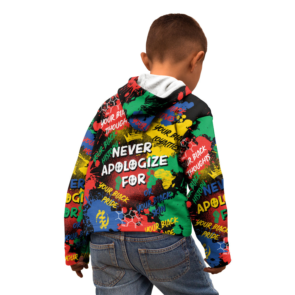Never Apologize For Being Black Kid Hoodie - Wonder Print Shop