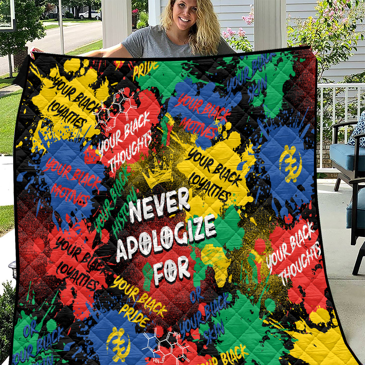 Never Apologize For Being Black Quilt - Wonder Print Shop