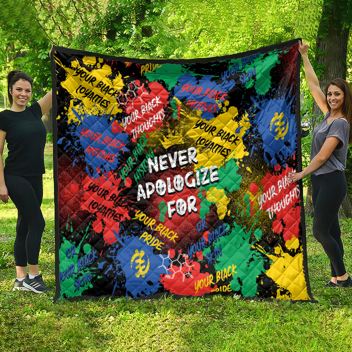 Never Apologize For Being Black Quilt - Wonder Print Shop