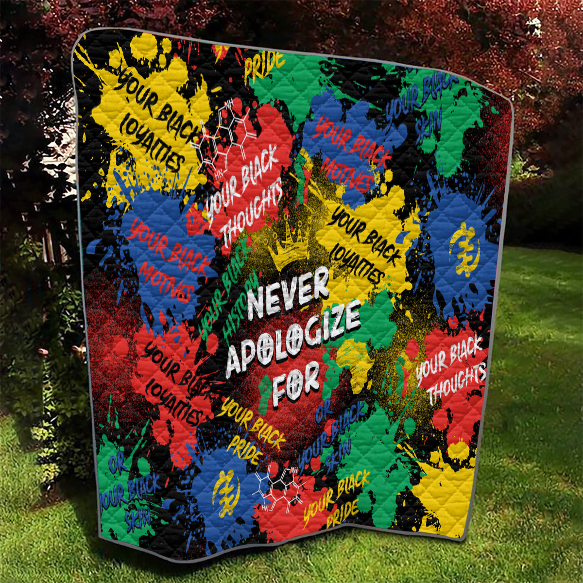 Never Apologize For Being Black Quilt - Wonder Print Shop