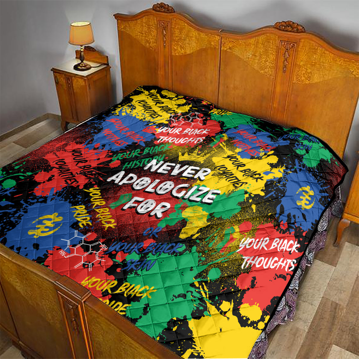 Never Apologize For Being Black Quilt - Wonder Print Shop