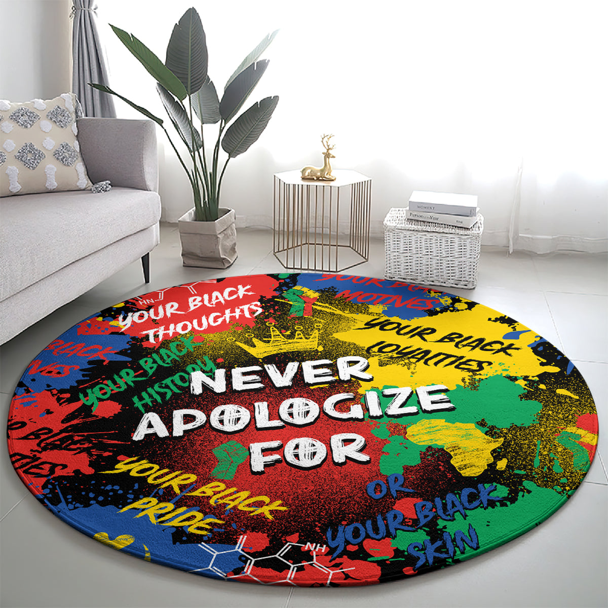 never-apologize-for-being-black-round-carpet