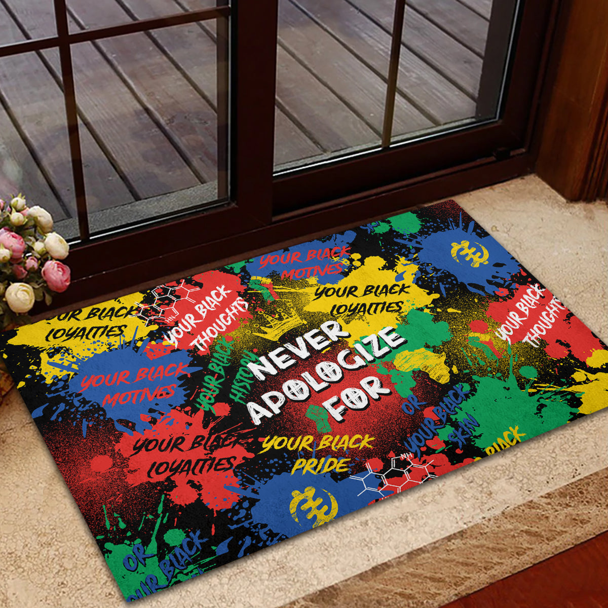 Never Apologize For Being Black Rubber Doormat - Wonder Print Shop
