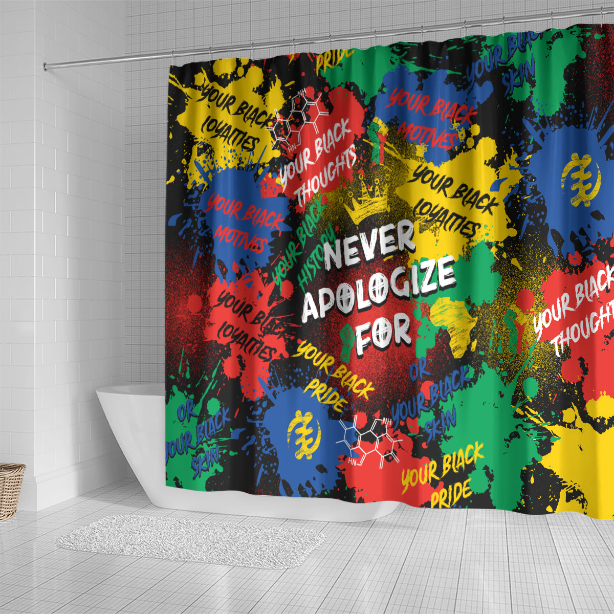 never-apologize-for-being-black-shower-curtain