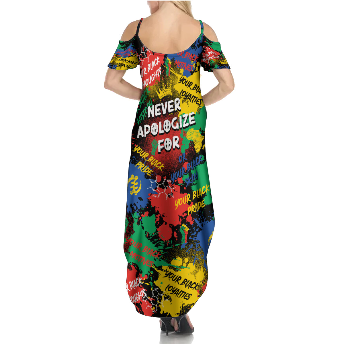 Never Apologize For Being Black Summer Maxi Dress - Wonder Print Shop