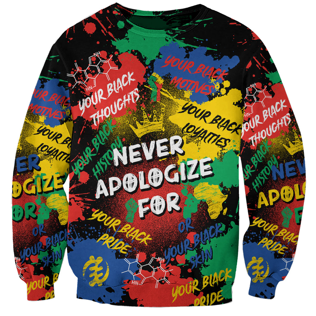 Never Apologize For Being Black Sweatshirt - Wonder Print Shop