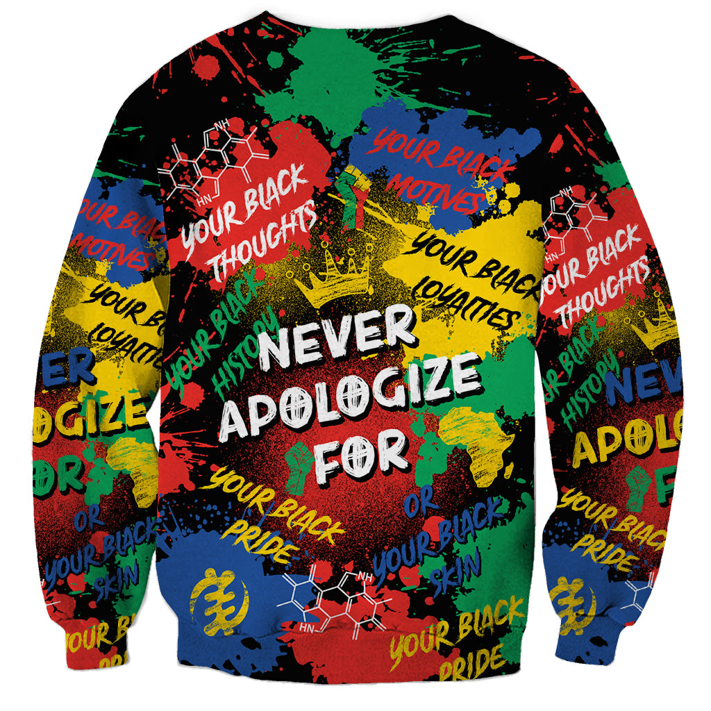 Never Apologize For Being Black Sweatshirt - Wonder Print Shop