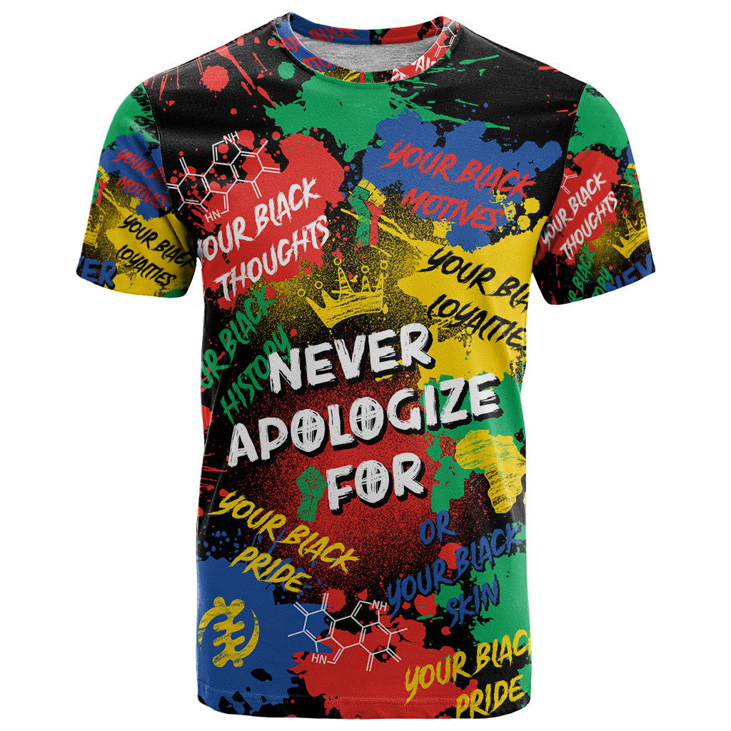 Never Apologize For Being Black T Shirt - Wonder Print Shop