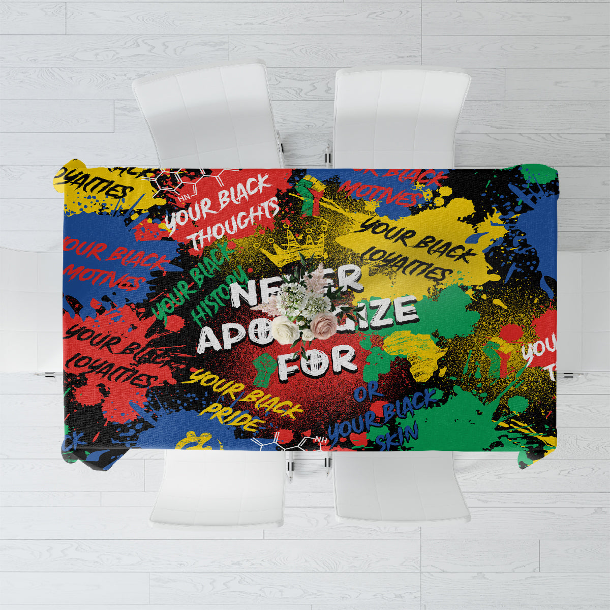 Never Apologize For Being Black Tablecloth - Wonder Print Shop