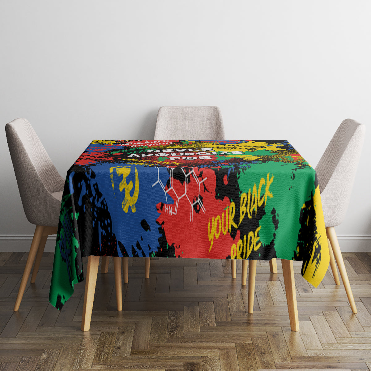 Never Apologize For Being Black Tablecloth - Wonder Print Shop