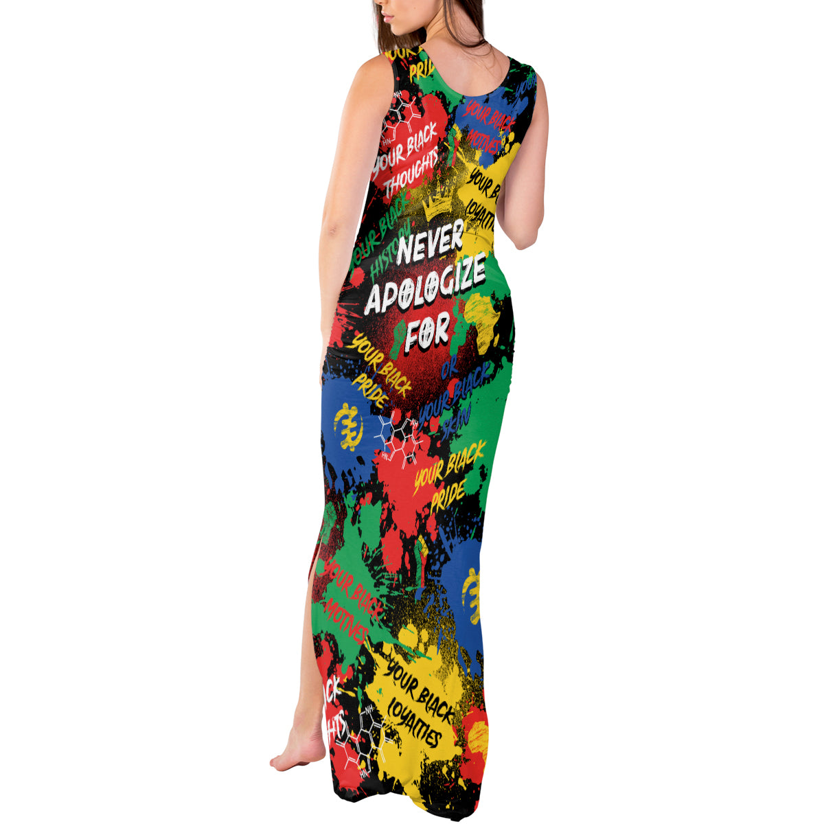 Never Apologize For Being Black Tank Maxi Dress - Wonder Print Shop