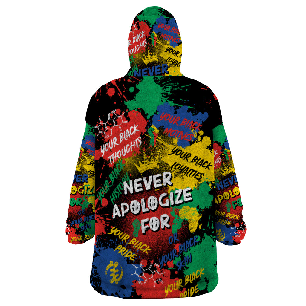 Never Apologize For Being Black Wearable Blanket Hoodie - Wonder Print Shop