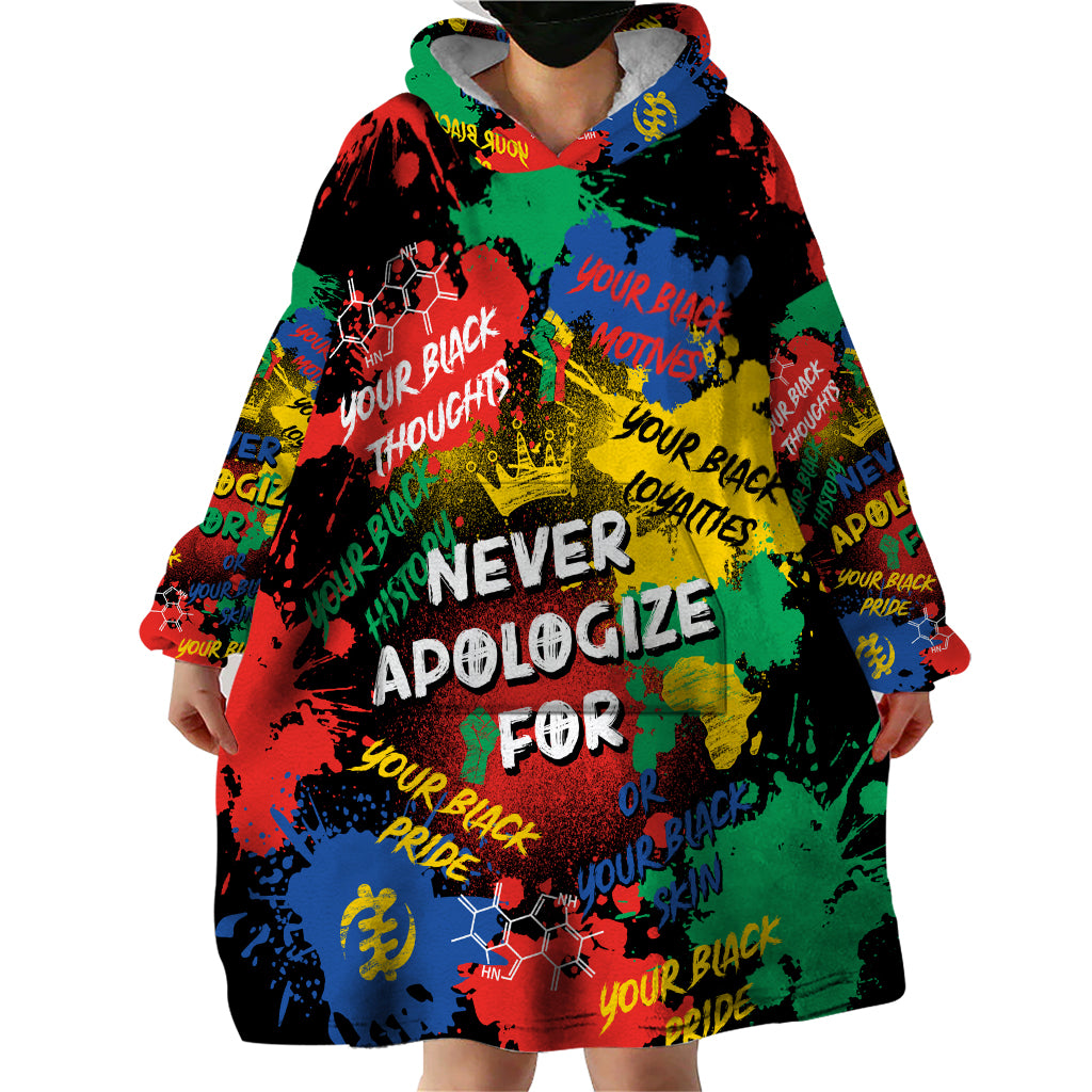 Never Apologize For Being Black Wearable Blanket Hoodie - Wonder Print Shop
