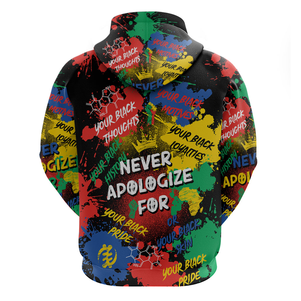 Never Apologize For Being Black Zip Hoodie - Wonder Print Shop