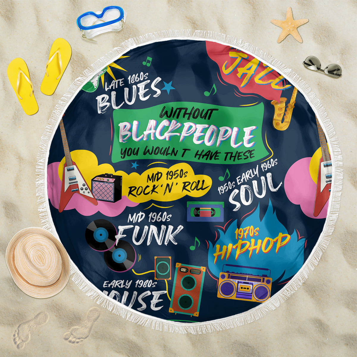 Music That Makes Us Proud African Beach Blanket Black People - Wonder Print Shop