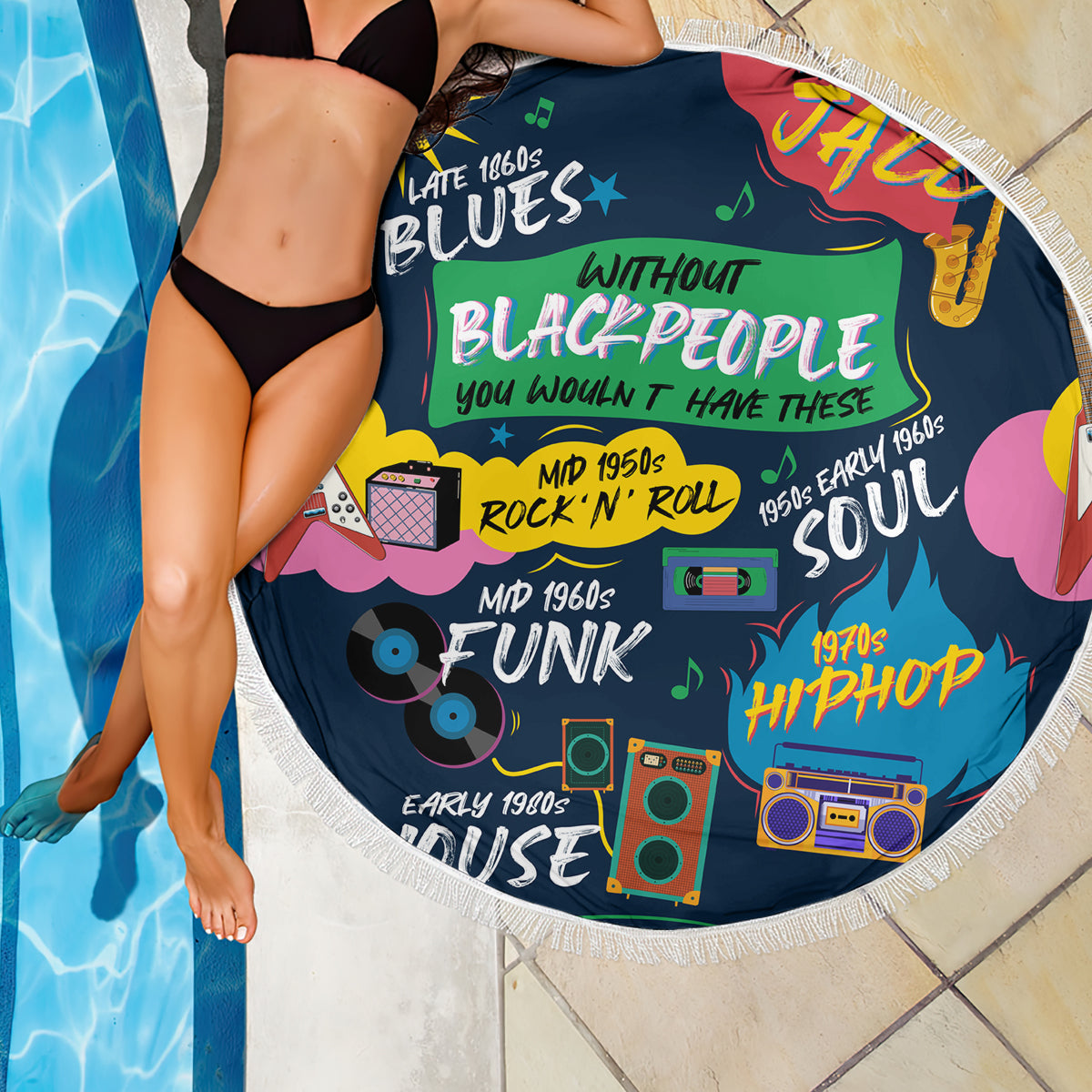 Music That Makes Us Proud African Beach Blanket Black People - Wonder Print Shop