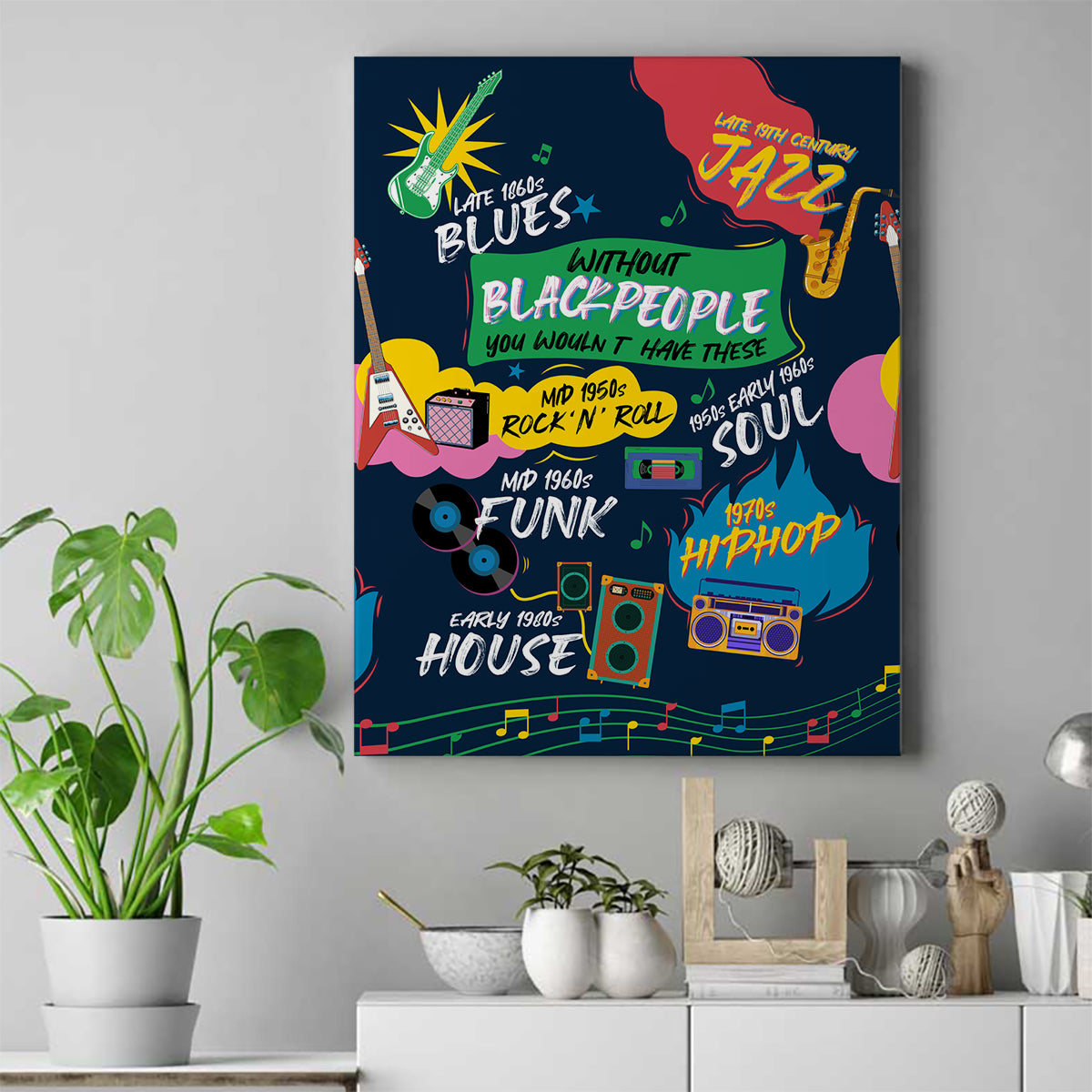 Music That Makes Us Proud African Canvas Wall Art Black People - Wonder Print Shop