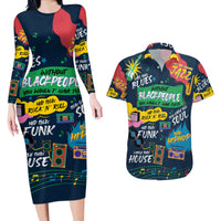 Music That Makes Us Proud African Couples Matching Long Sleeve Bodycon Dress and Hawaiian Shirt Black People - Wonder Print Shop