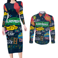 Music That Makes Us Proud African Couples Matching Long Sleeve Bodycon Dress and Long Sleeve Button Shirt Black People - Wonder Print Shop