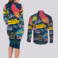Music That Makes Us Proud African Couples Matching Long Sleeve Bodycon Dress and Long Sleeve Button Shirt Black People - Wonder Print Shop