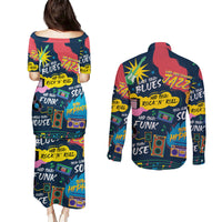 Music That Makes Us Proud African Couples Matching Puletasi and Long Sleeve Button Shirt Black People - Wonder Print Shop