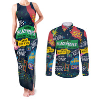 Music That Makes Us Proud African Couples Matching Tank Maxi Dress and Long Sleeve Button Shirt Black People - Wonder Print Shop