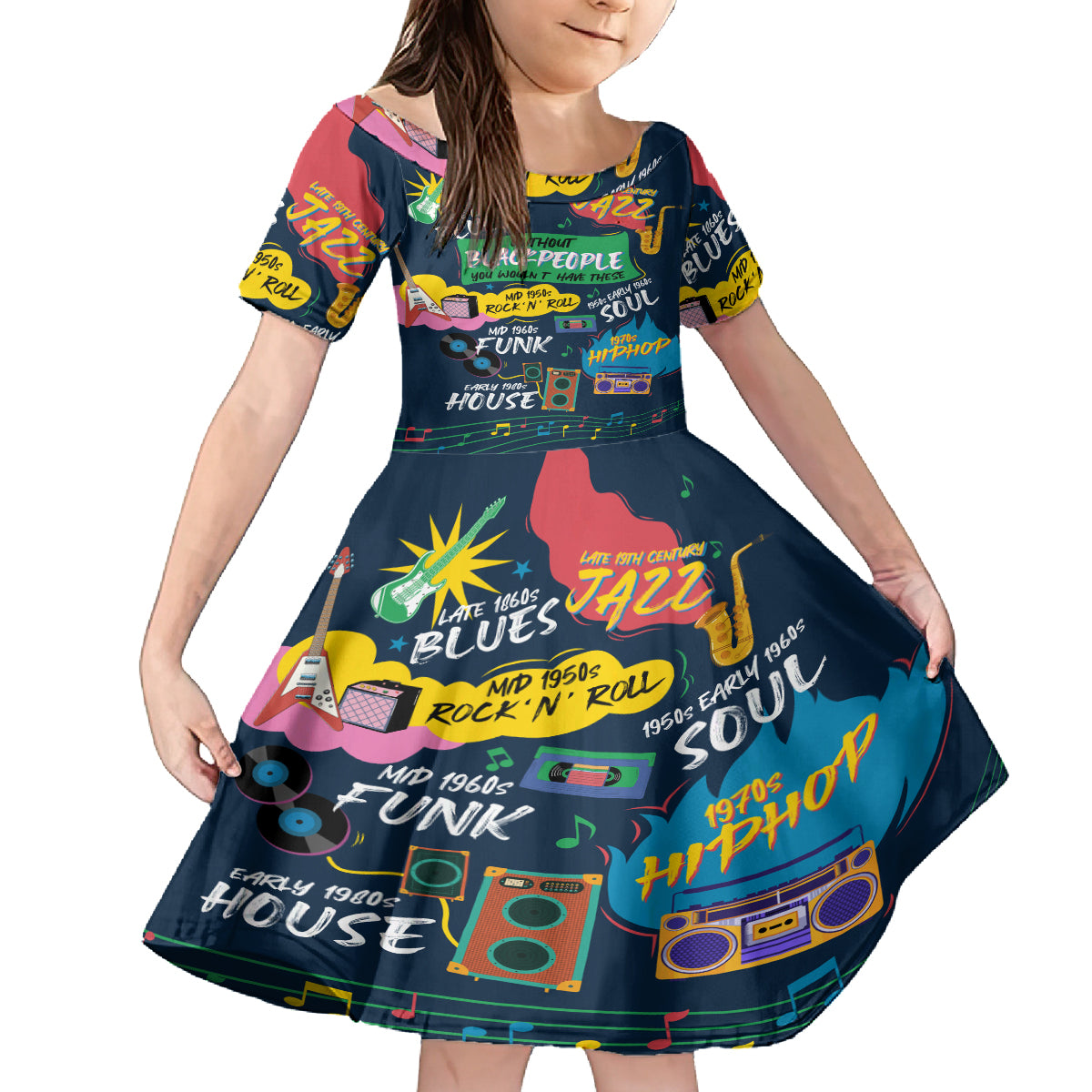 Music That Makes Us Proud African Family Matching Off Shoulder Maxi Dress and Hawaiian Shirt Black People - Wonder Print Shop