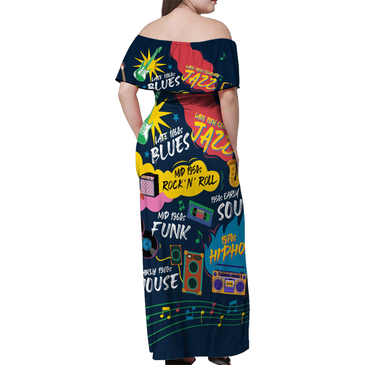 Music That Makes Us Proud African Family Matching Off Shoulder Maxi Dress and Hawaiian Shirt Black People - Wonder Print Shop