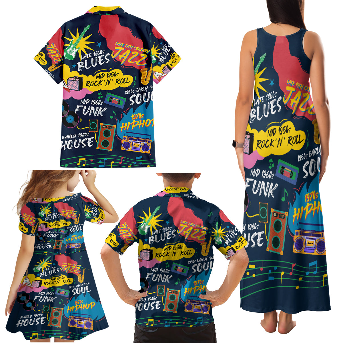 Music That Makes Us Proud African Family Matching Tank Maxi Dress and Hawaiian Shirt Black People - Wonder Print Shop