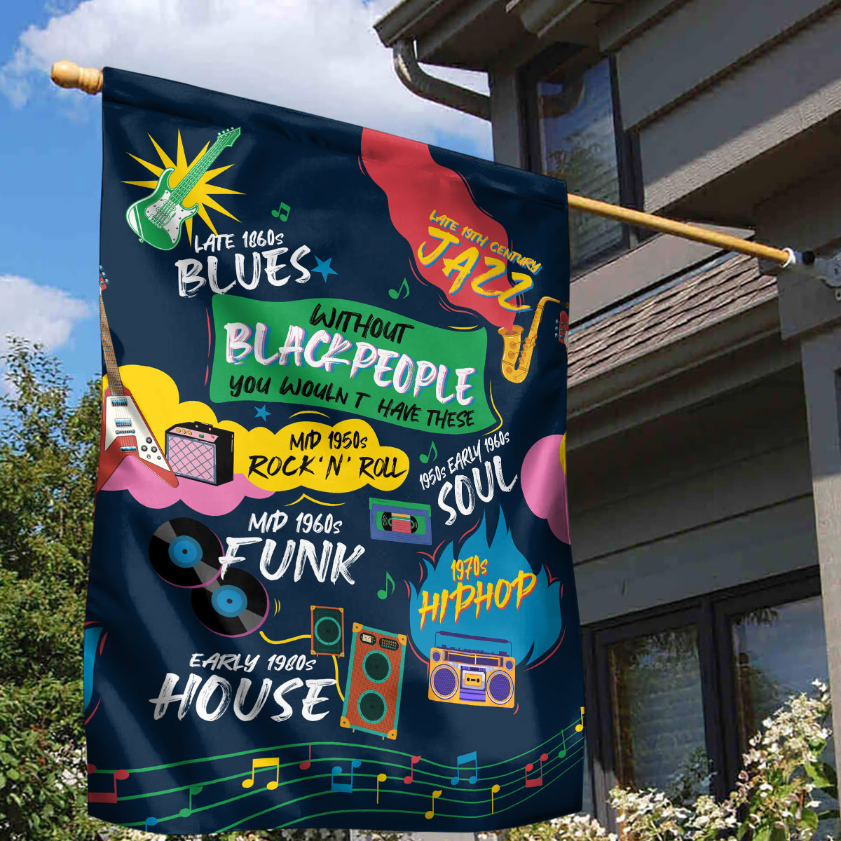 Music That Makes Us Proud African Garden Flag Black People - Wonder Print Shop