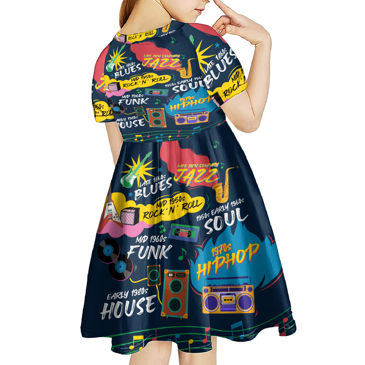 Music That Makes Us Proud African Kid Short Sleeve Dress Black People - Wonder Print Shop